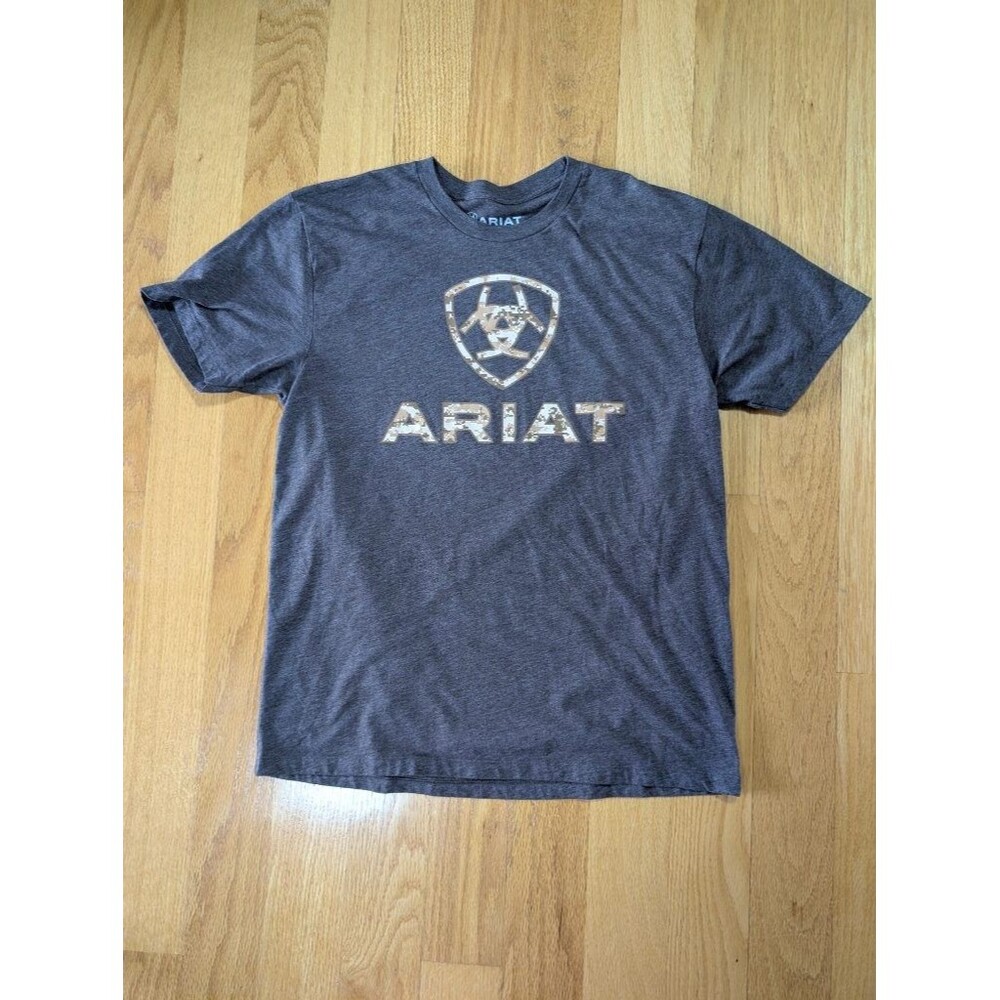 Ariat Mens M Brown Digital Camo Logo T-Shirt Western Short Sleeve Tee